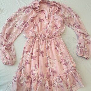 GB Gianni Bini Pink Pastel Dress Orchid Long Sleeve Mini Dress Size XS
